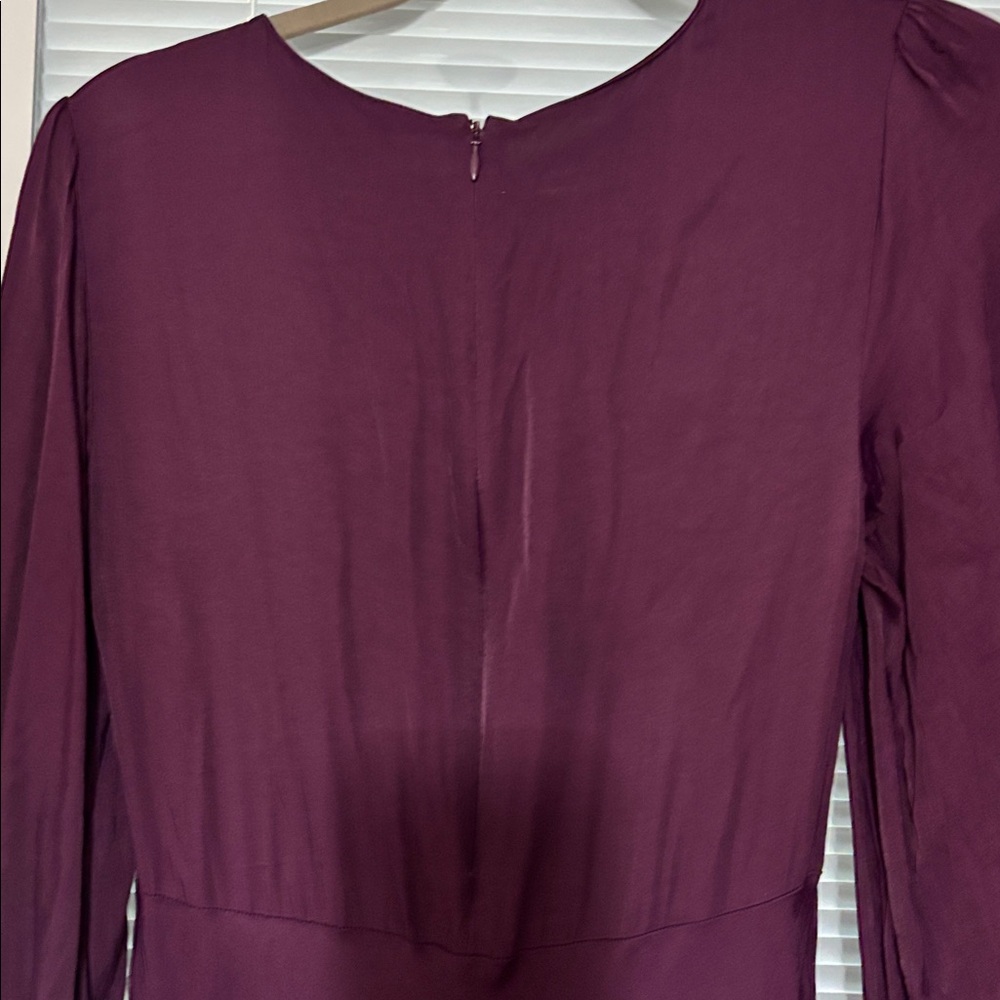 Farm Rio Piping Cutout Balloon Sleeve Dress in purple/burgundy. - Picture 6 of 10